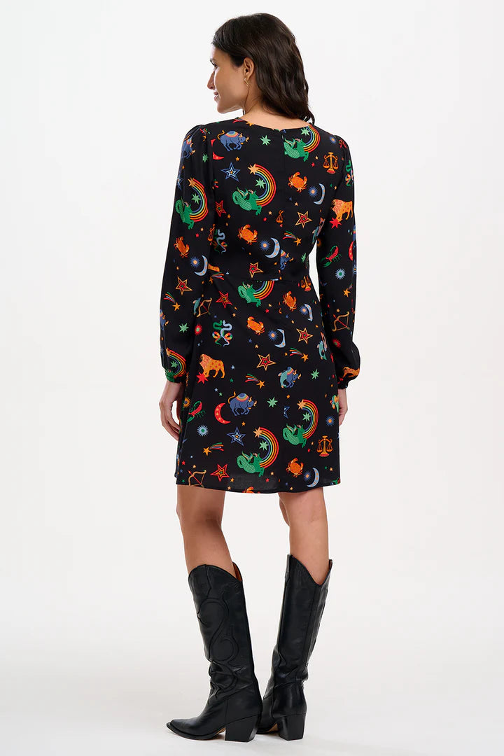Sugarhill Brighton Oksana Mini Dress Black Zodiac Rainbow Skies