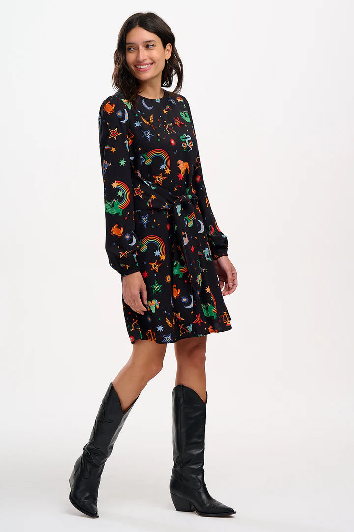 Sugarhill Brighton Oksana Mini Dress Black Zodiac Rainbow Skies