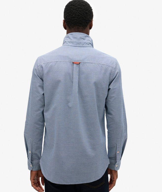 Superdry Essentials Long Sleeve Oxford Shirt Classic Blue Gingham