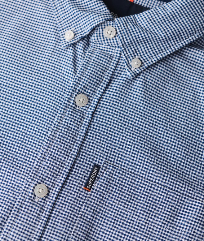 Superdry Essentials Long Sleeve Oxford Shirt Classic Blue Gingham
