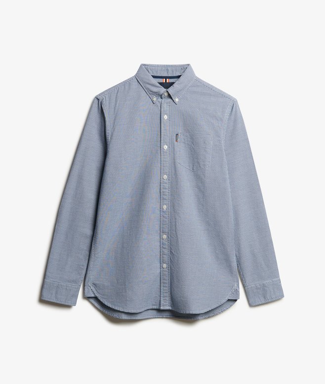 Superdry Essentials Long Sleeve Oxford Shirt Classic Blue Gingham