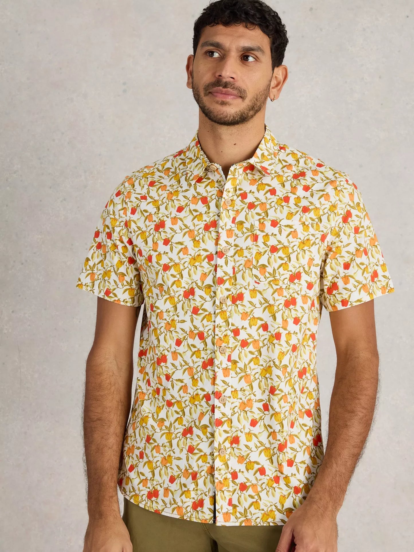 Mens Shirt White Stuff Salcombe Peppers Printed Shirt White White Stuff Shirt