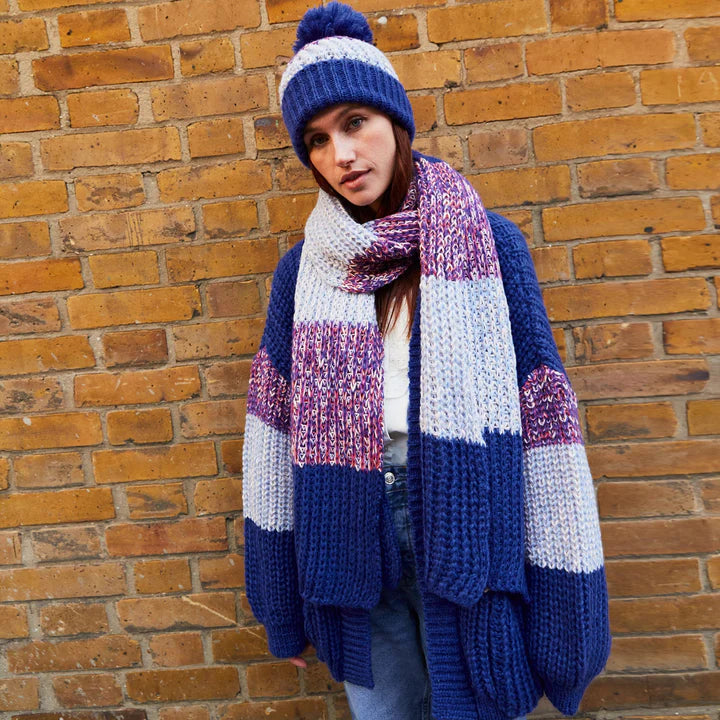 Cara & The Sky Phoebe Stripe Beanie Bobble Hat