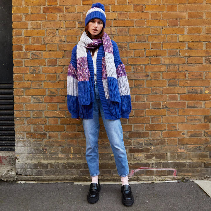 Cara & The Sky Phoebe Stripe Beanie Bobble Hat
