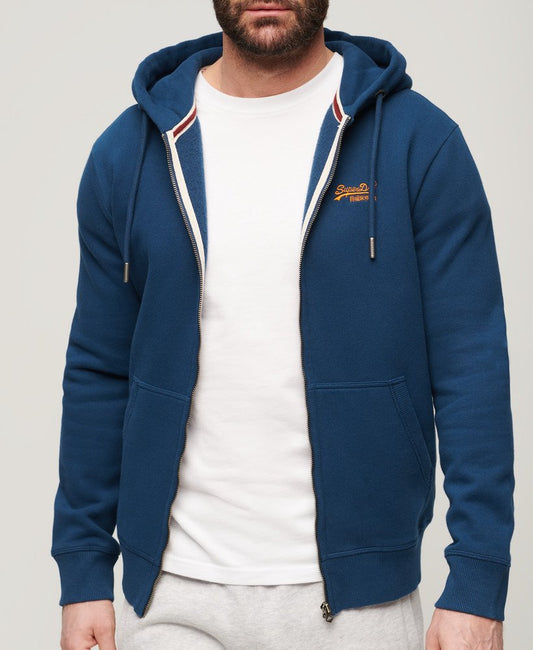 Superdry clothing Superdry Essential Logo Zip Hoodie Pilot Mid Blue Mens hoodie
