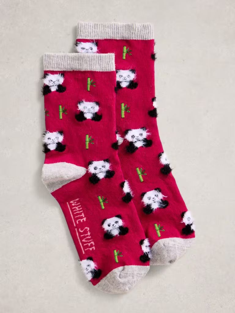 White Stuff Fluffy Ankle Socks Dark Pink
