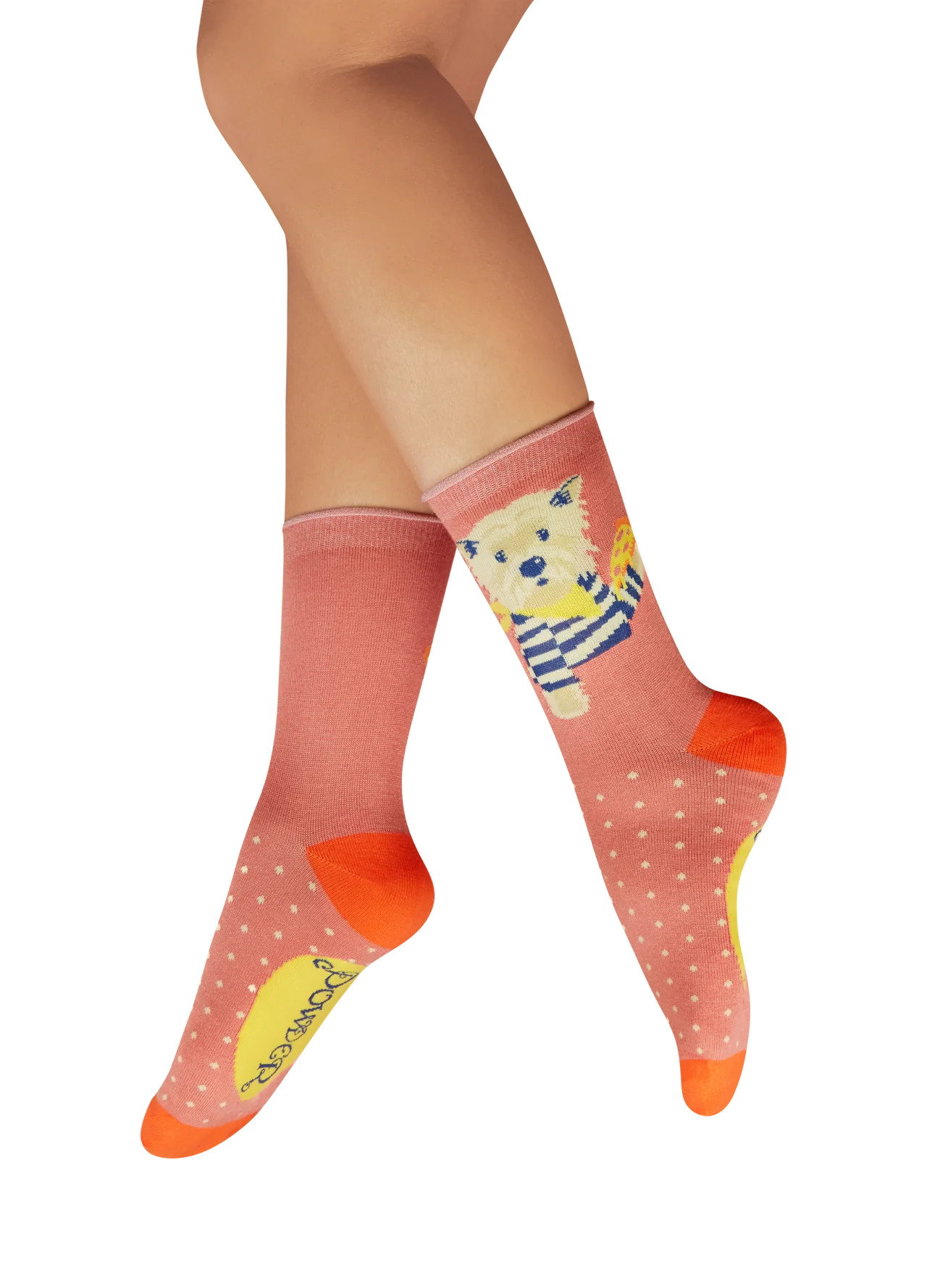 Powder Puppy Pizza Lover Ankle Socks Coral