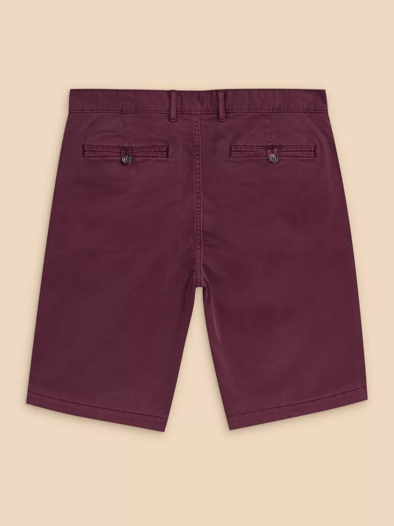 White Stuff Sutton Organic Chino Shorts Dark Plum - Size: 30