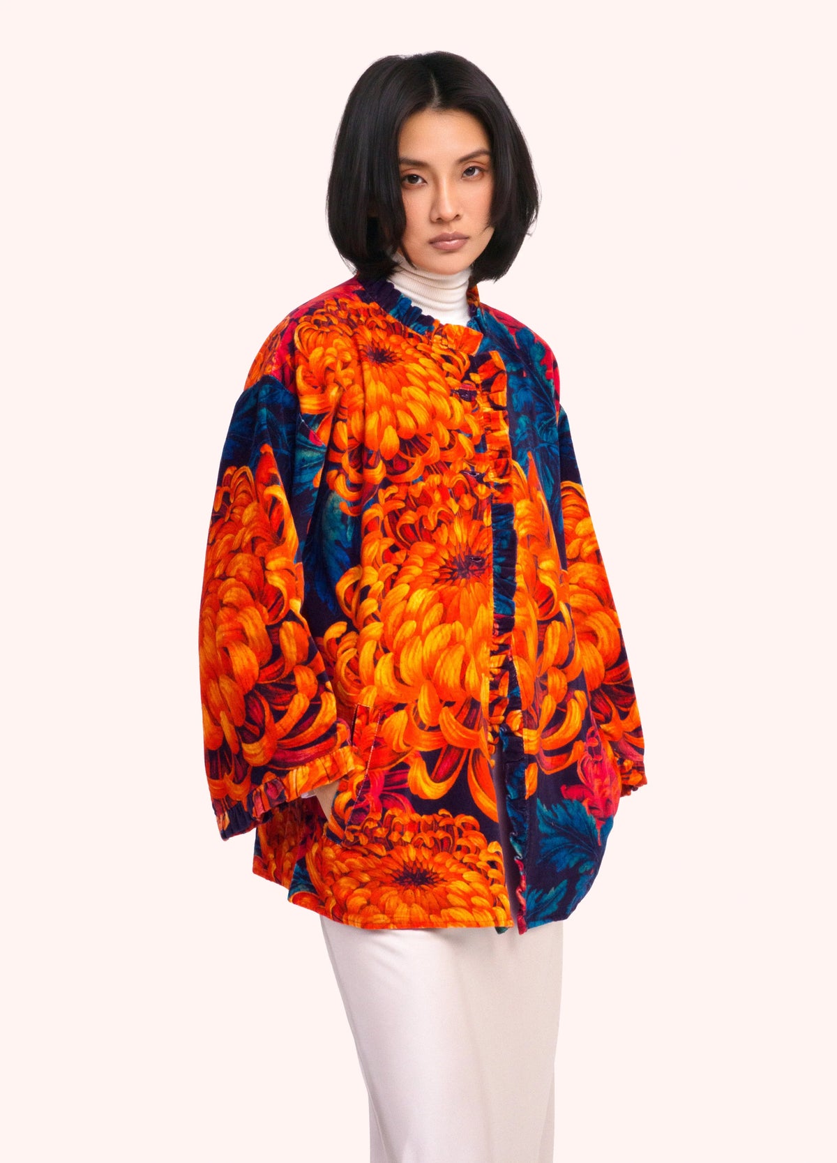 Powder Chrysanthemum Velvet Jacket