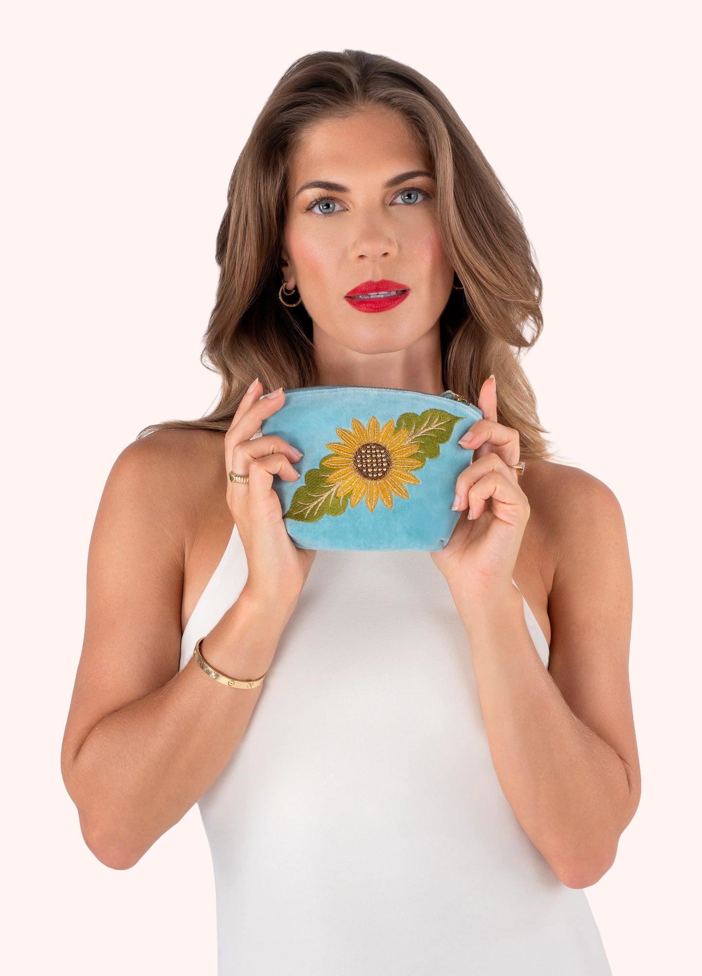 Powder Velvet Mini Pouch Summer Sunflower