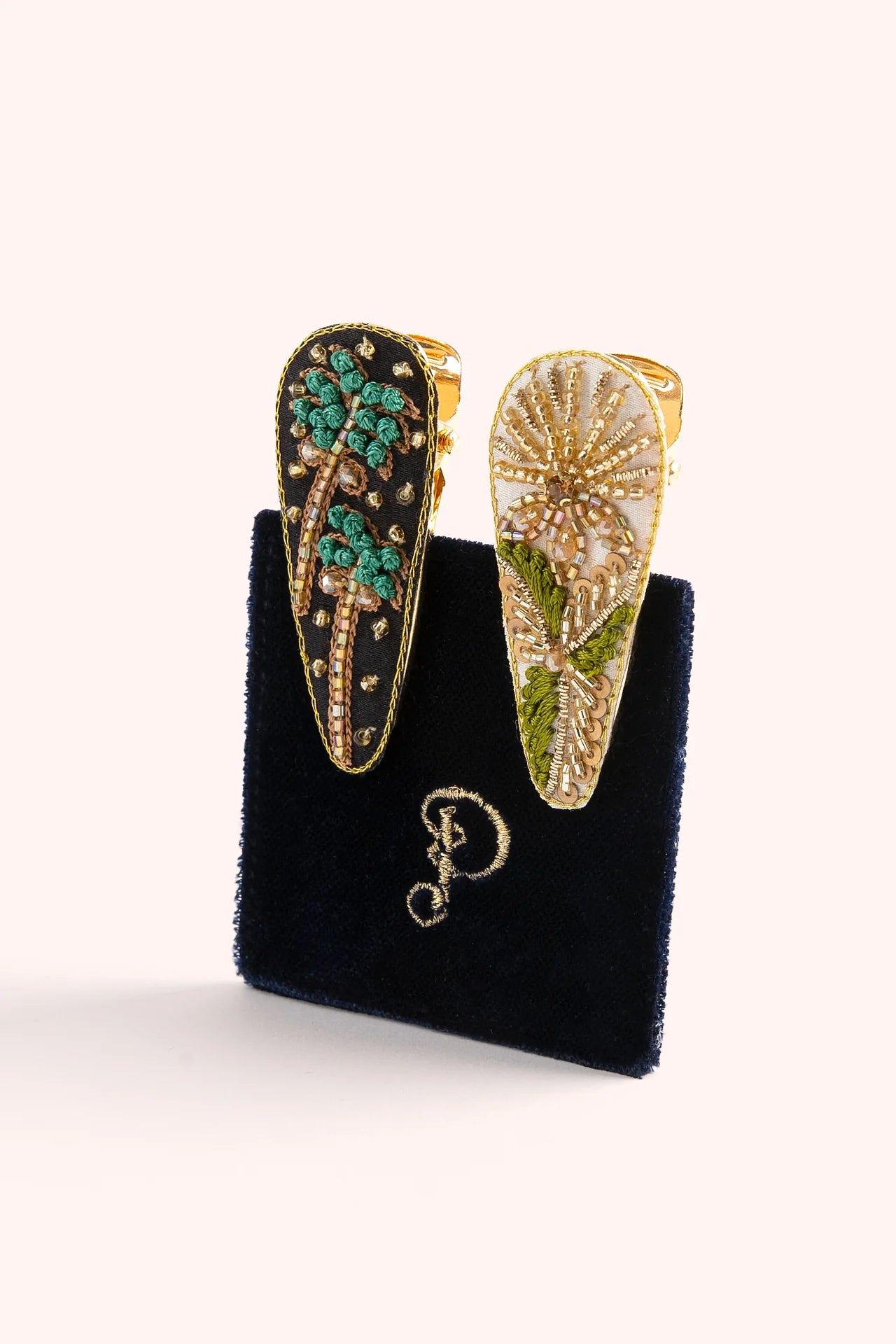 Powder Hairclips Midnight Trees Champagne Flower