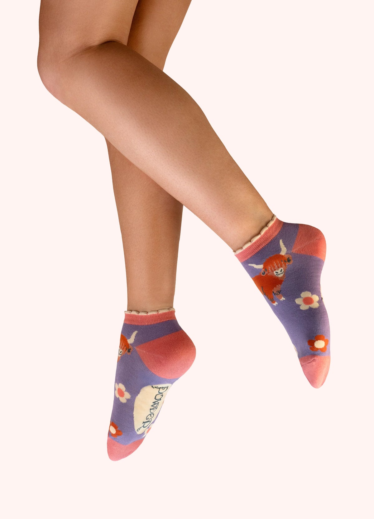 Powder Highland Cow Trainer Socks
