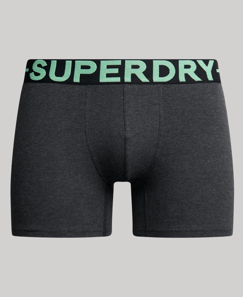 Superdry Organic Cotton Boxer Triple Pack Raven Black Marl/Buck Green Marl/Fresh Green Marl