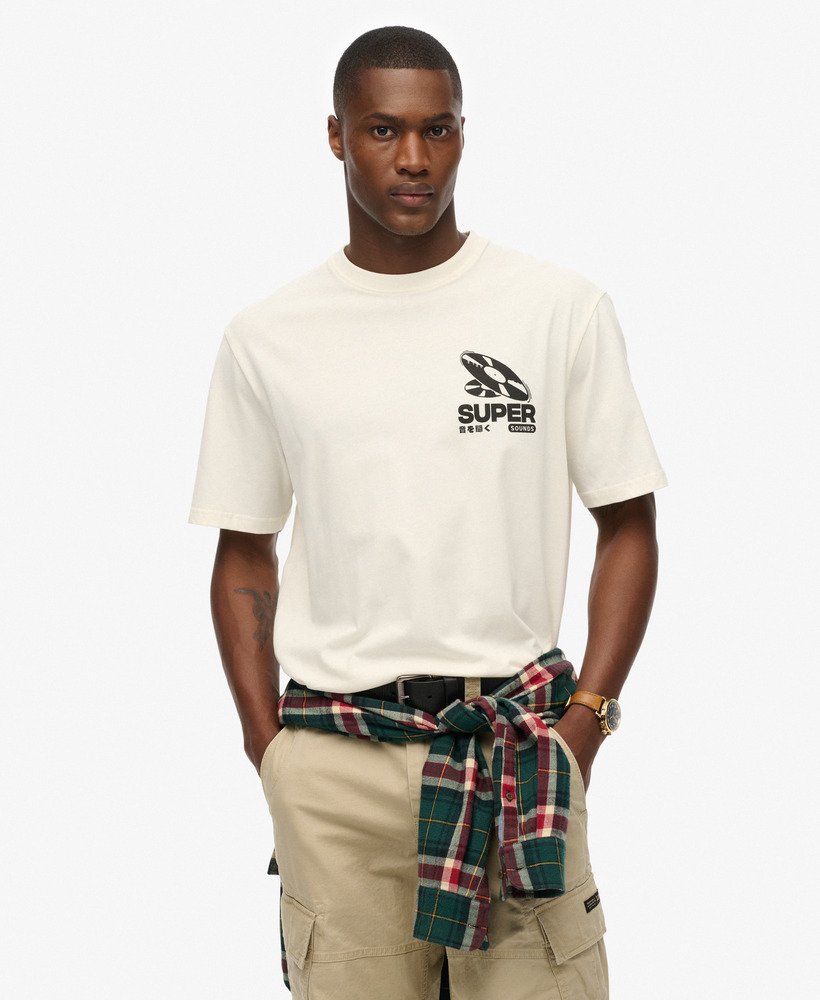 Superdry Record Label Oversized Tee Cream
