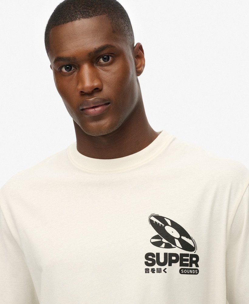 Superdry Record Label Oversized Tee Cream