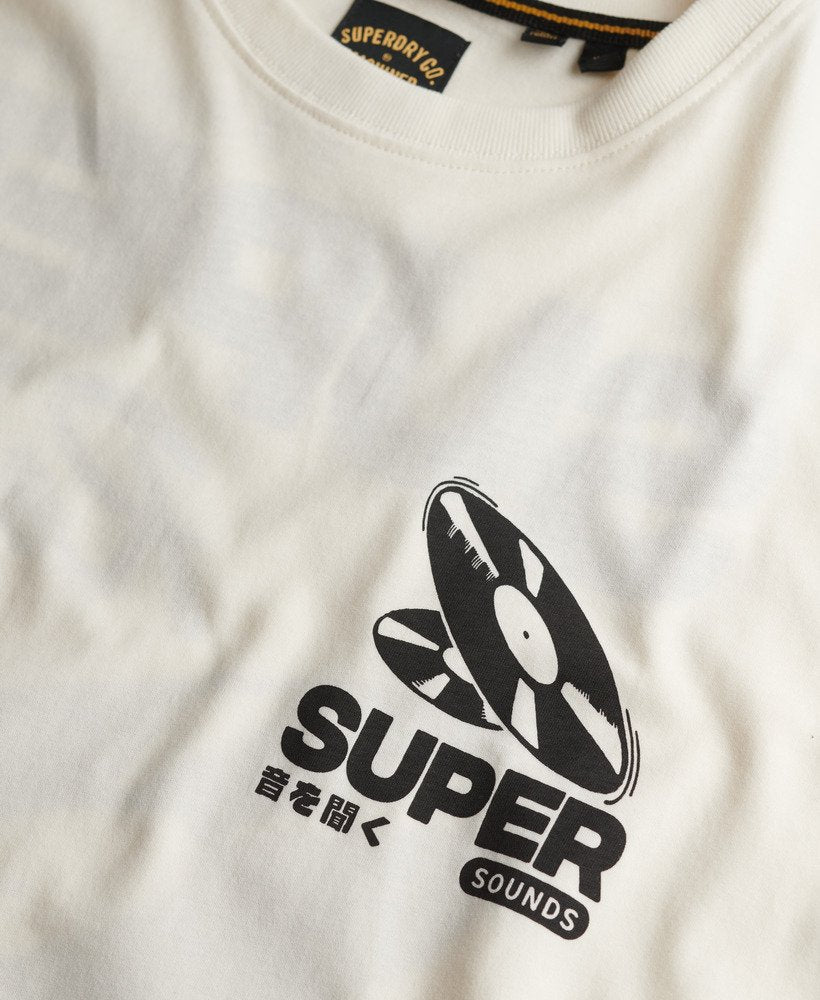 Superdry Record Label Oversized Tee Cream