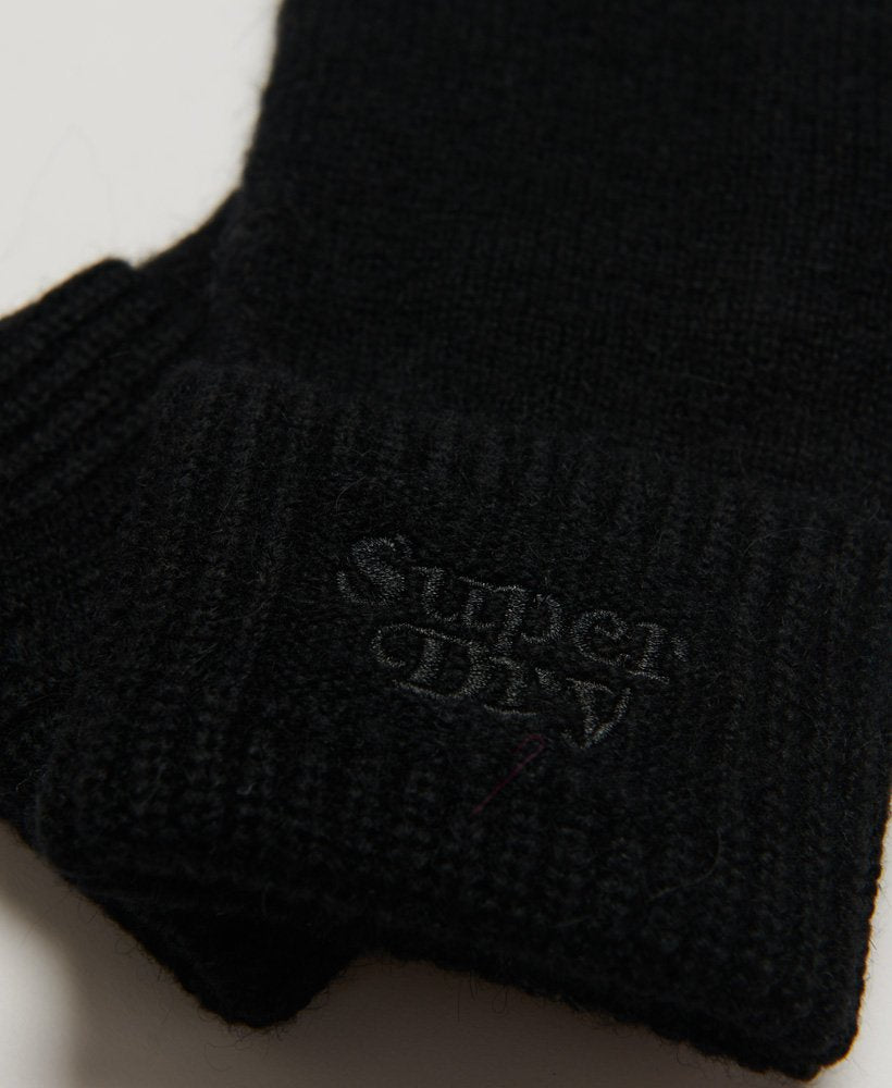 Superdry Ribbed Knitted Gloves Black