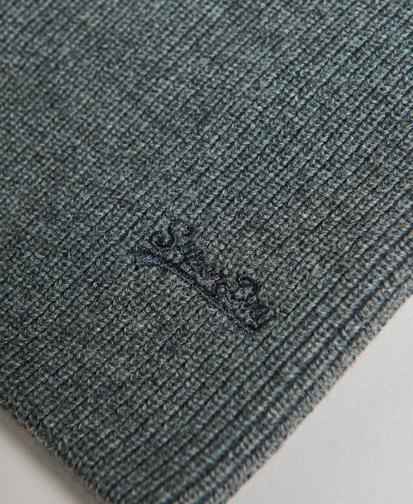 Superdry Organic Cotton Orange Label Vintage Logo Beanie Rich Charcoal Marl