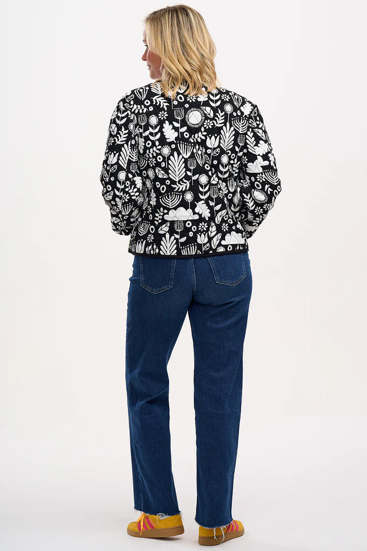 Sugarhill Brighton Rocco Quilted Jacket Monochrome Folk Floral