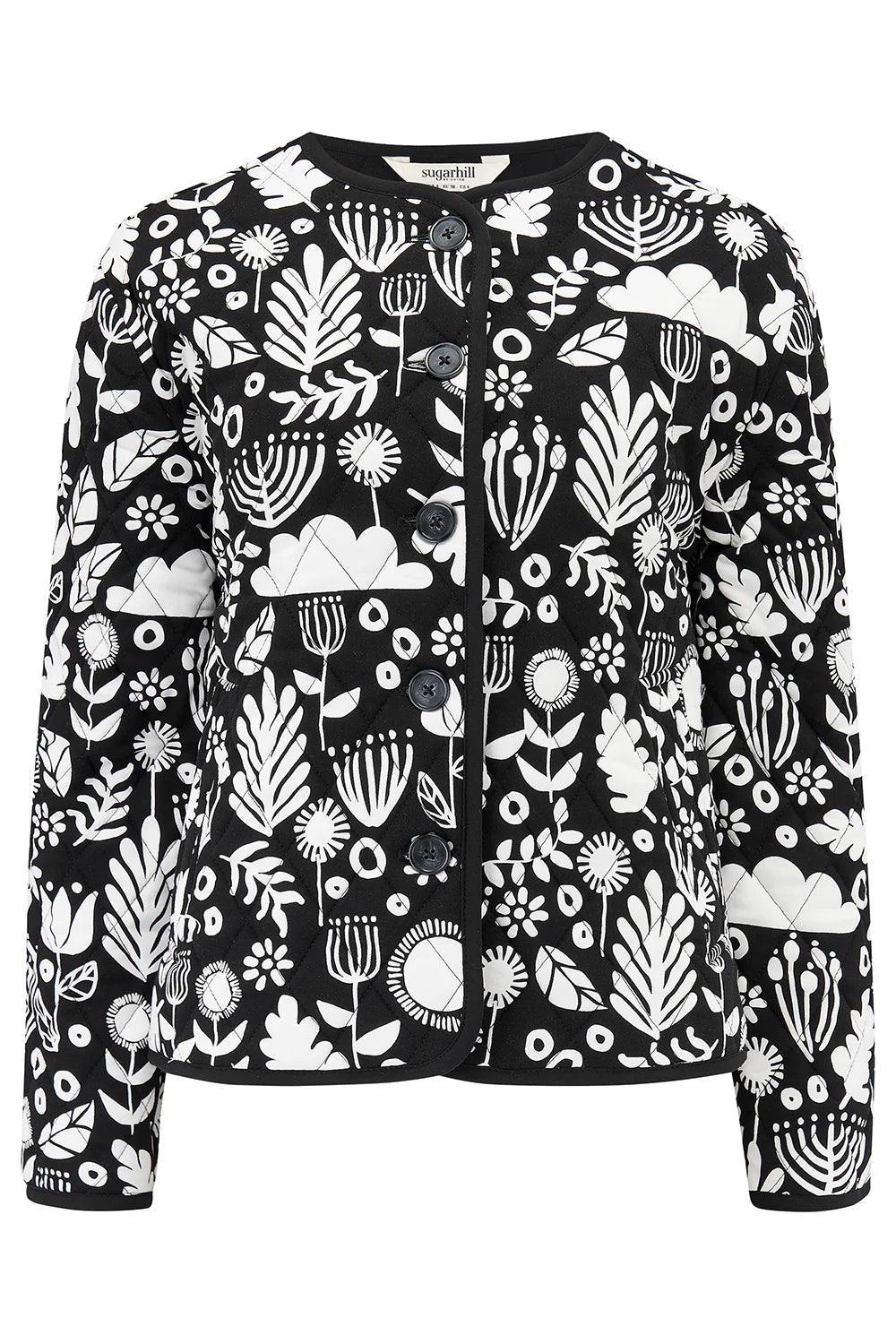 Sugarhill Brighton Rocco Quilted Jacket Monochrome Folk Floral