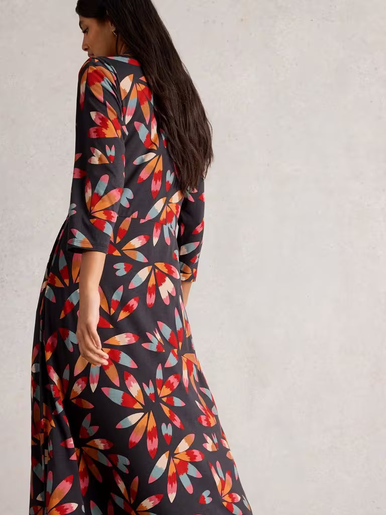 White Stuff Rua Jersey Collared Shirt Dress Grey Multi