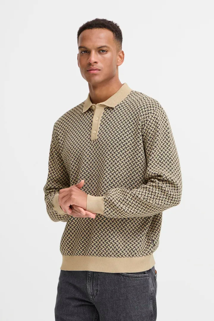 Blend Polo Knit Top Salute