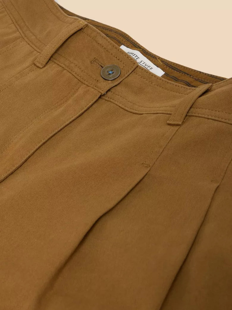 White Stuff Samira Wide Leg Crop Trousers Khaki Green