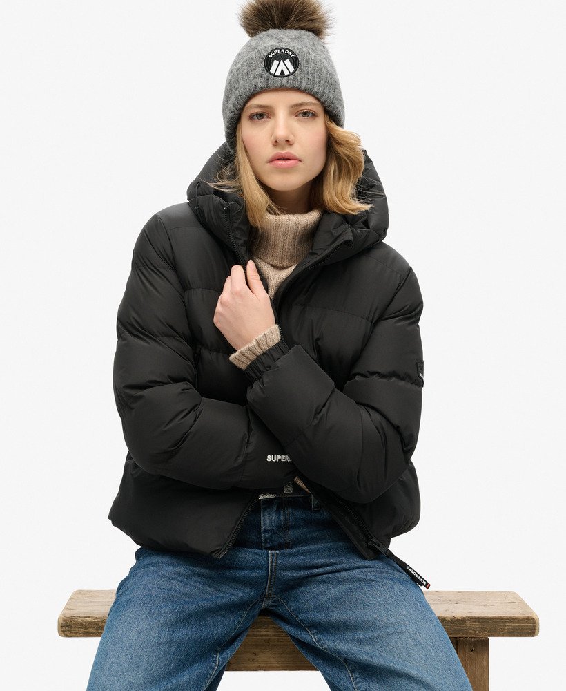 Superdry Cable Luxe Knit Beanie Hat Cord Scandi Grey Marl