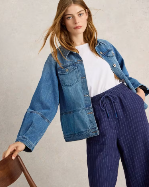 White Stuff Camille Denim Jacket Mid Denim