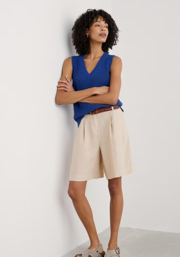 Seasalt Clover Bloom Linen Shorts Whelk