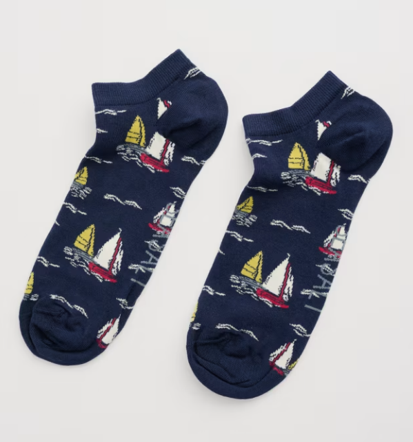 Seasalt Men's Arty Trainer Socks Sailboats Sea Night Mens trainer socks seasalt clothing