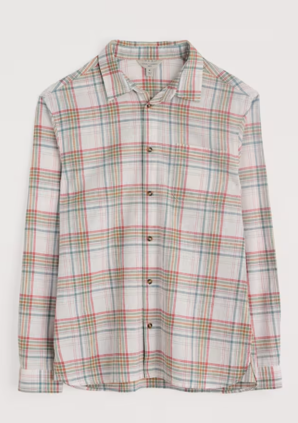 Seasalt Men's Dip Circle Linen-Cotton Check Shirt Tekka Multi