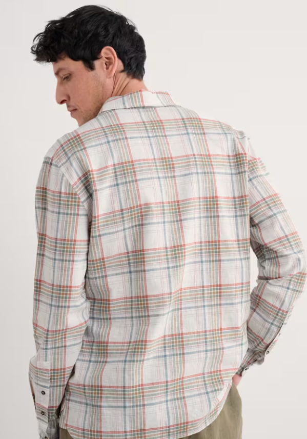 Seasalt Men's Dip Circle Linen-Cotton Check Shirt Tekka Multi