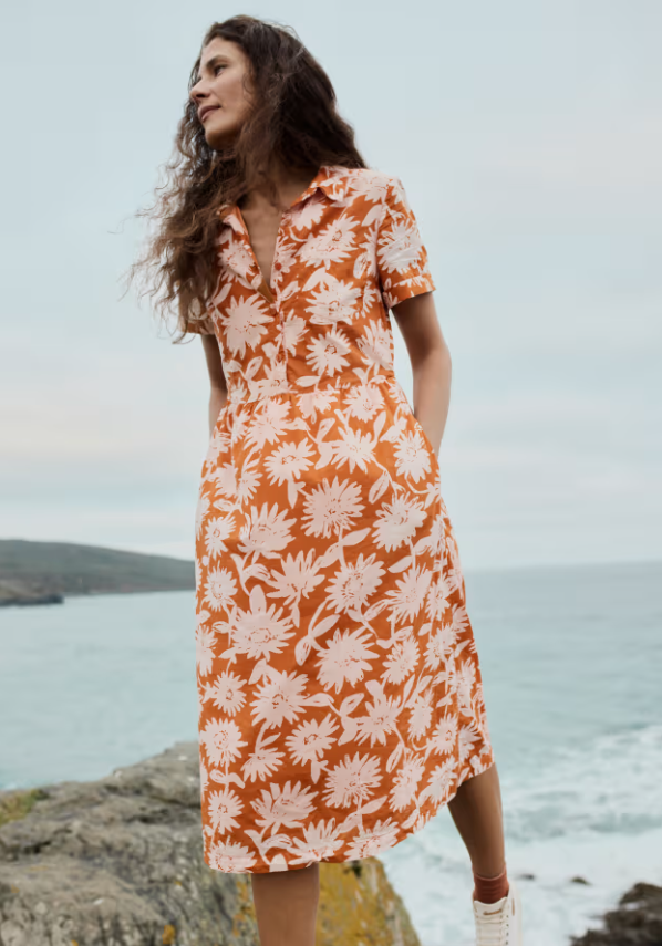 Seasalt Fleet Midi Dress Daisy Shadow Cumin Seasalt Clothing Womens Dress