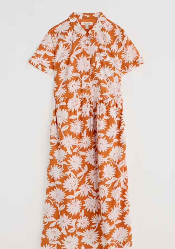 Seasalt Fleet Midi Dress Daisy Shadow Cumin
