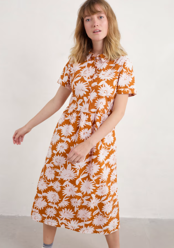 Seasalt Fleet Midi Dress Daisy Shadow Cumin
