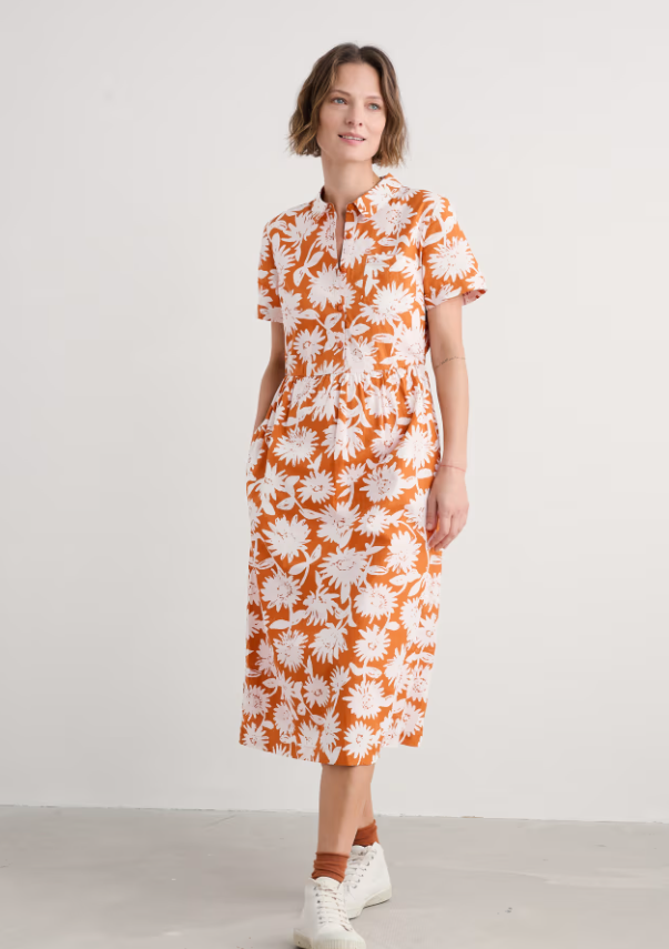 Seasalt Fleet Midi Dress Daisy Shadow Cumin