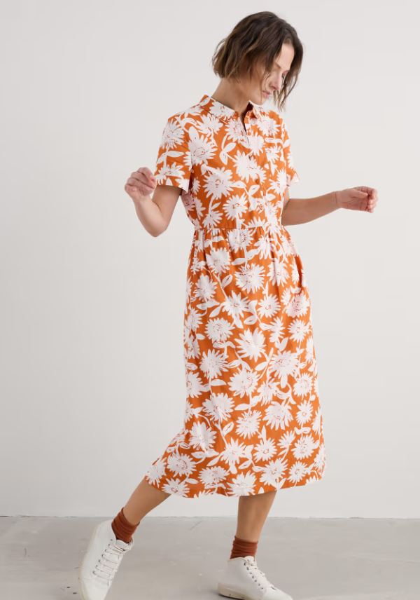 Seasalt Fleet Midi Dress Daisy Shadow Cumin