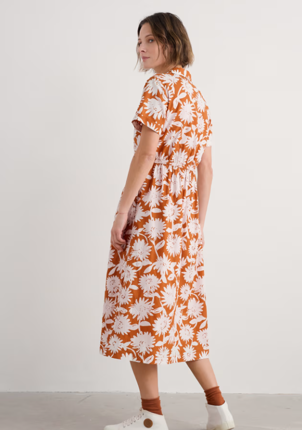Seasalt Fleet Midi Dress Daisy Shadow Cumin