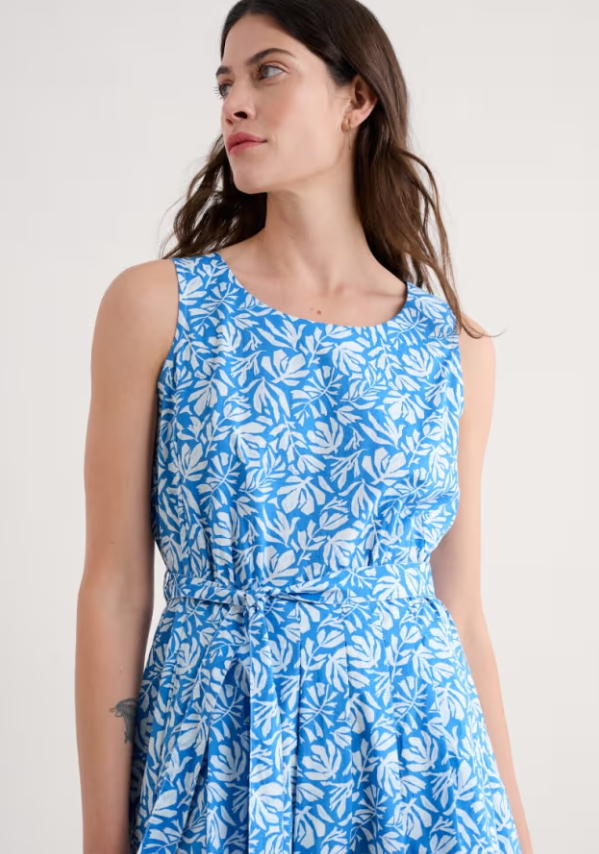 Seasalt Belle Fit-and-flare Midi Dress Cut Out Seaweed Clear Sky