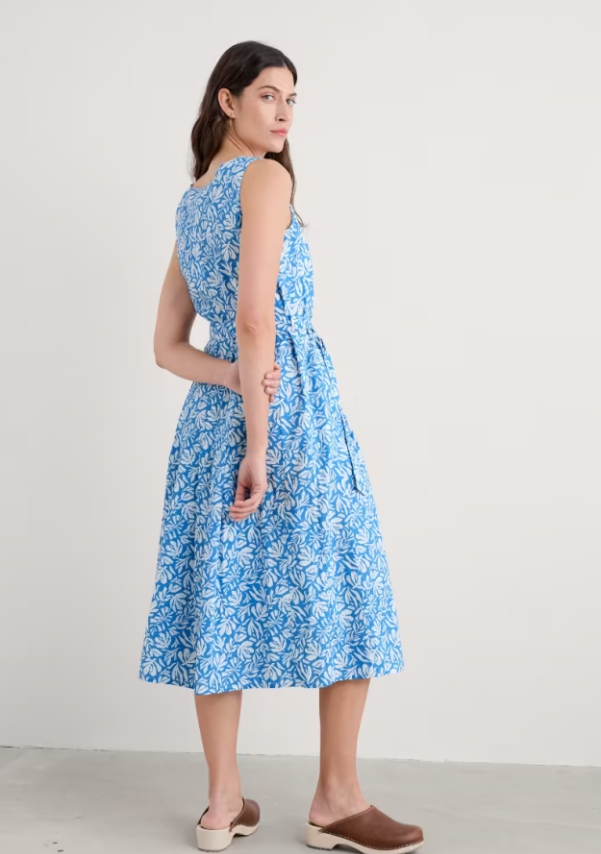 Seasalt Belle Fit-and-flare Midi Dress Cut Out Seaweed Clear Sky