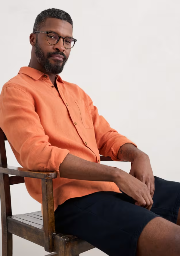 Seasalt Men's Curator Linen Shirt Dark Sunset