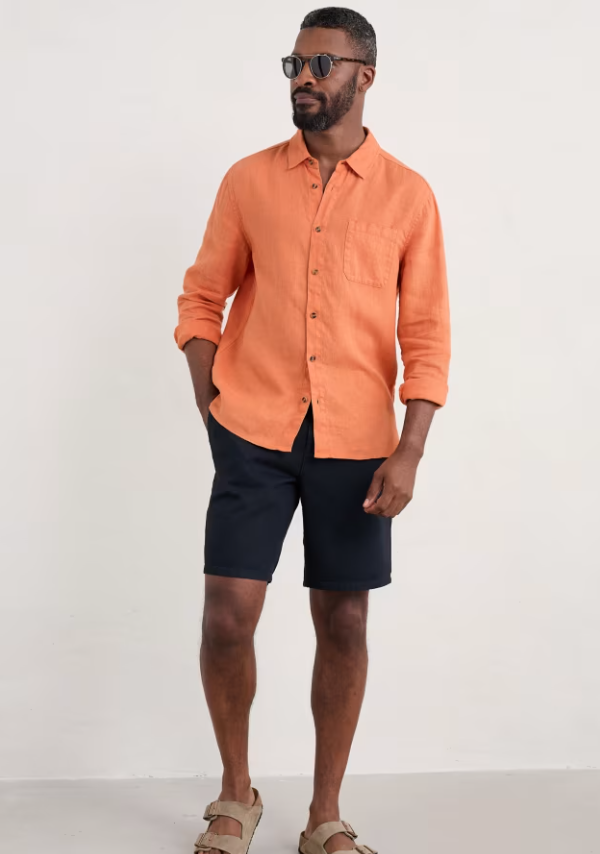 Seasalt Men's Curator Linen Shirt Dark Sunset