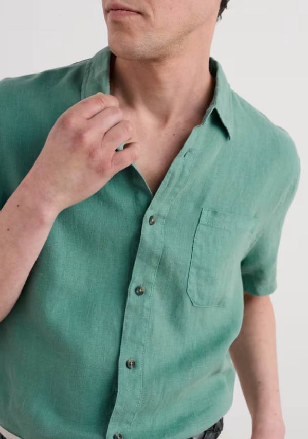Seasalt Men's Carne Short Sleeve Linen Shirt Mineral