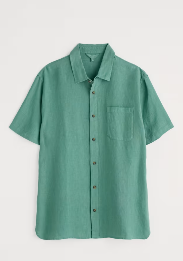 Seasalt Men's Carne Short Sleeve Linen Shirt Mineral