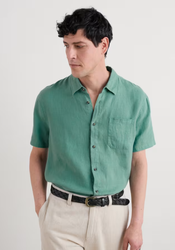 Seasalt Men's Carne Short Sleeve Linen Shirt Mineral