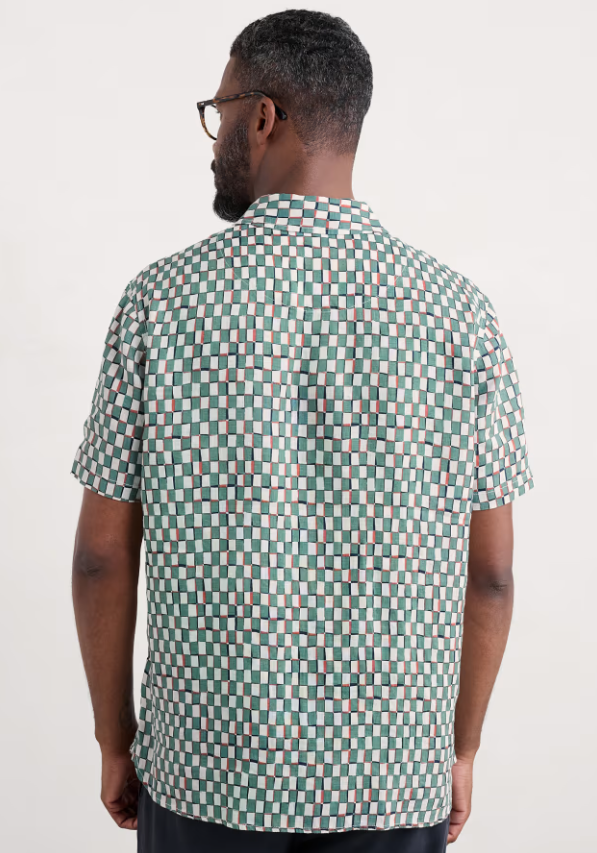 Seasalt Men's Blue Heron Short Sleeve Shirt Table Check Mineral