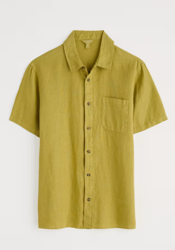 Seasalt Men's Carne Short Sleeve Linen Shirt Light Citron