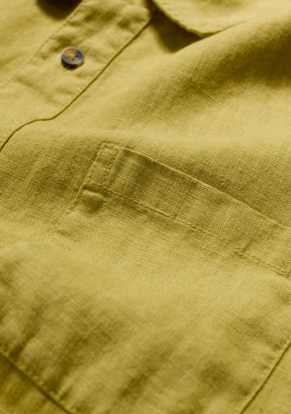 Seasalt Men's Carne Short Sleeve Linen Shirt Light Citron