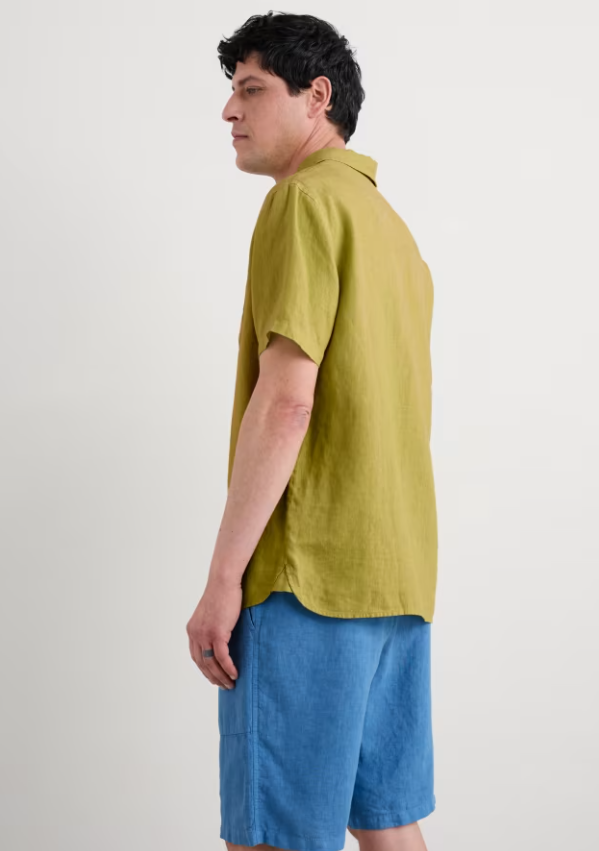 Seasalt Men's Carne Short Sleeve Linen Shirt Light Citron